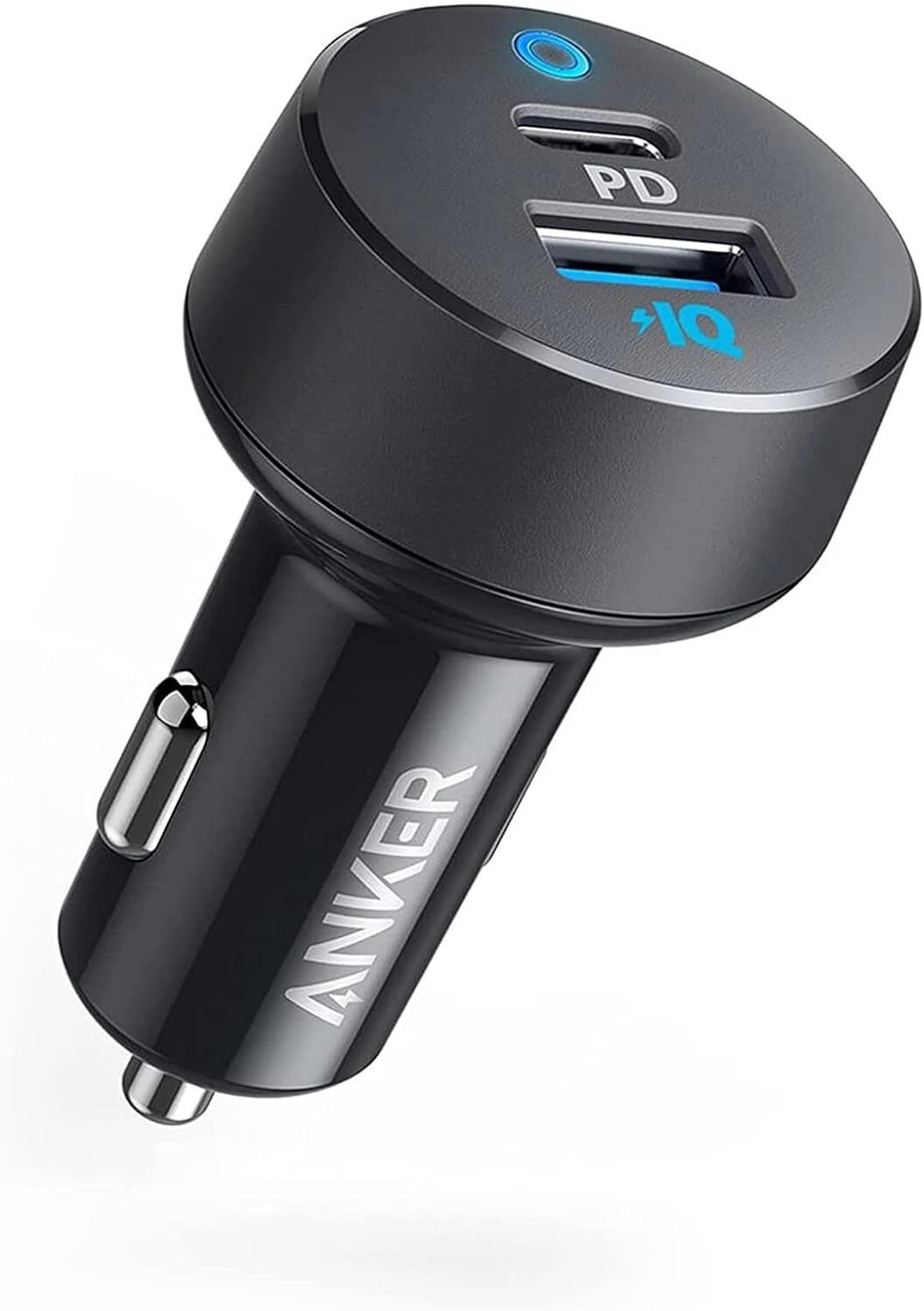 Anker PowerDrive PD+2 Car Charger 18W USB-C & 15W USB-A.
