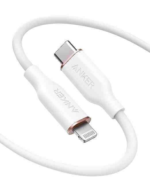 Anker PowerLine III Flow USB-C with Lightning 3ft – White MFI Certified.