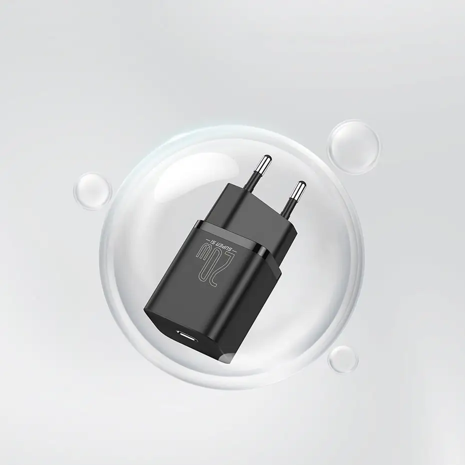 Baseus 25w Charger Adapter Super Si 1C fast wall charger black EU CCSP020101
